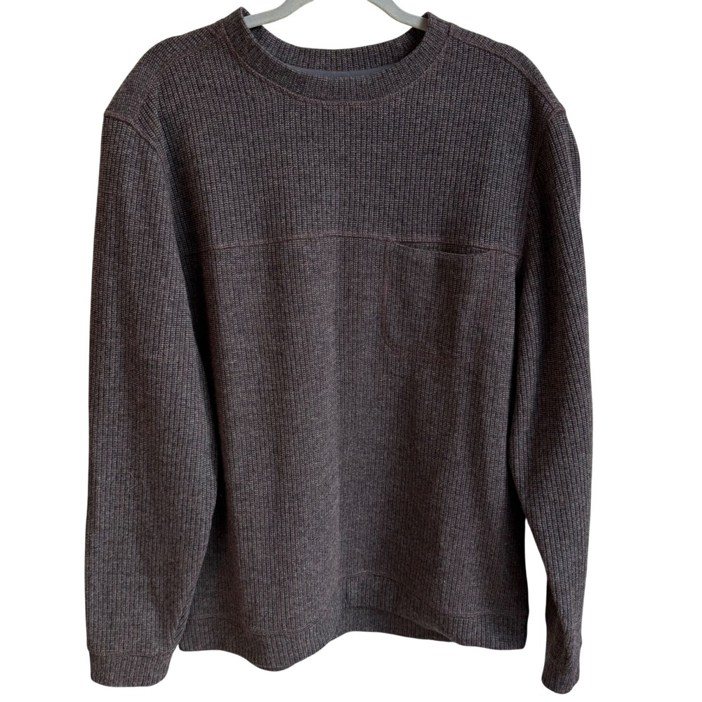 Toad&Co Breithorn Crew Sweater Men L Brown Ribbed Wool Blend Pocket Minimalist